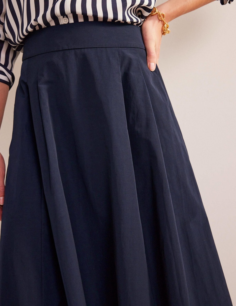 Boden Taffeta Pull-on Midi GolfSkirts Damen Navy | MZATH-5241