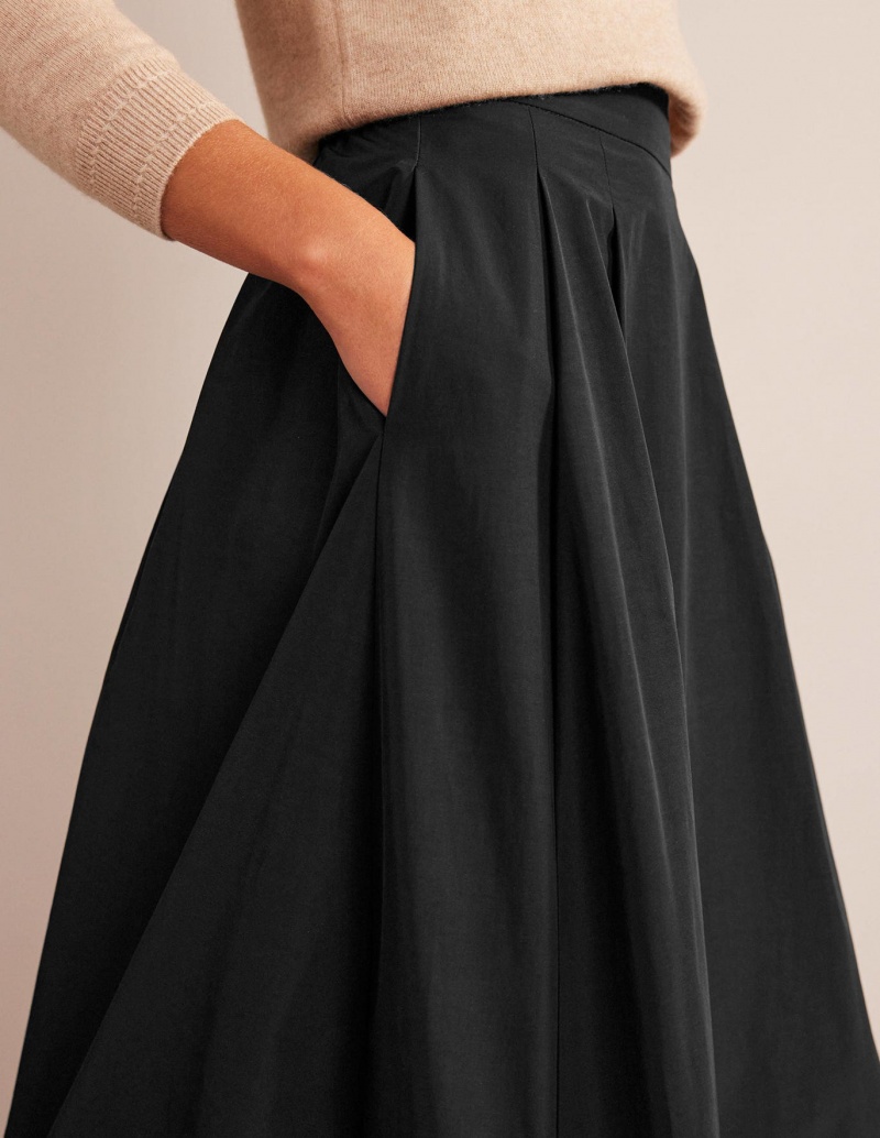 Boden Taffeta Pull-on Midi GolfSkirts Damen Schwarz | BWZGK-8473
