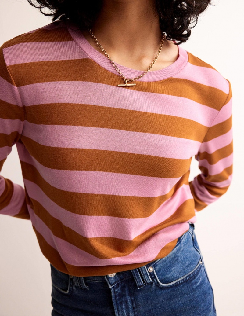 Boden Tamsin Long Sleeve Oberteile Damen Rosa Braun | NHKRD-0365