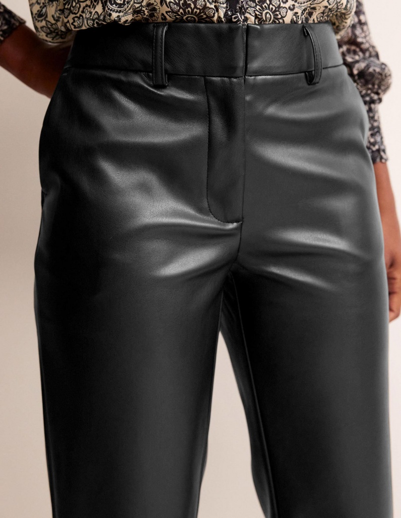 Boden Tapered Faux-Leder Hose Damen Schwarz | YWVRF-1465