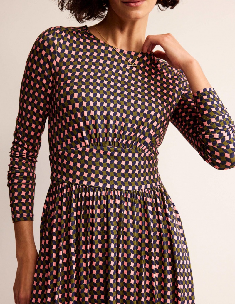 Boden Thea Kurzes Jersey Kleid Damen Olivgrün Grün | GUDSV-6503