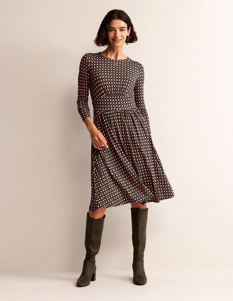 Boden Thea Kurzes Jersey Kleid Damen Olivgrün Grün | GUDSV-6503