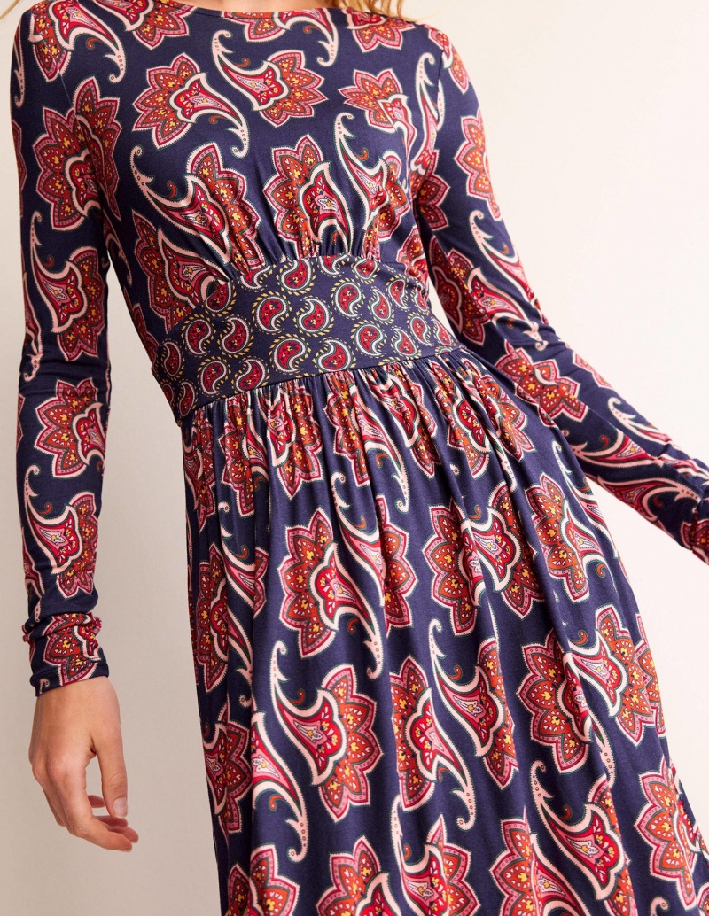 Boden Thea Long Sleeve Midi Kleid Damen Navy | CURIA-4691