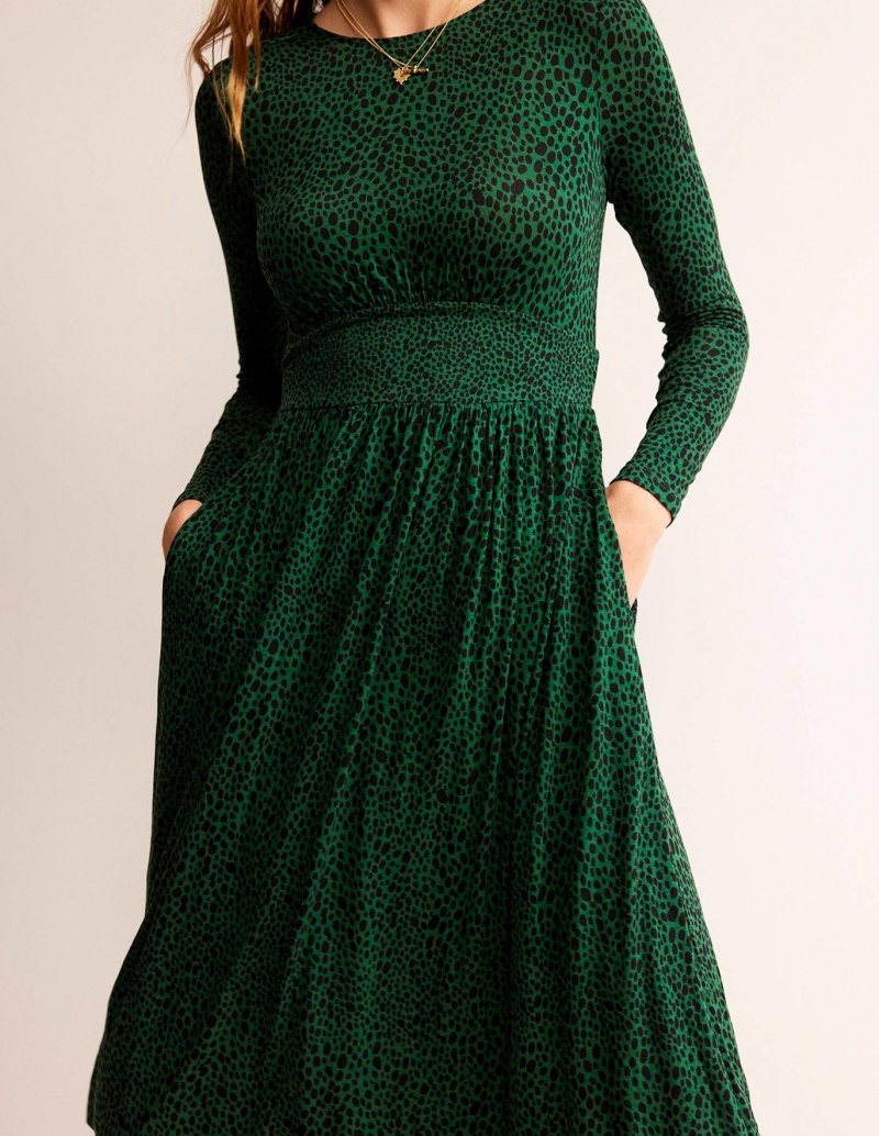 Boden Thea Long Sleeve Midi Kleid Damen Grün | POFTW-6120