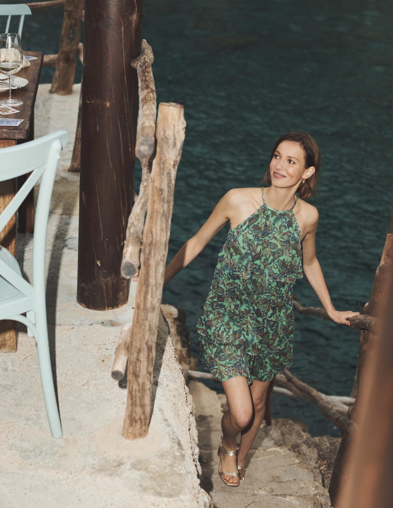 Boden Tiered Halterneck Kleid Damen Grün | NWODL-6192