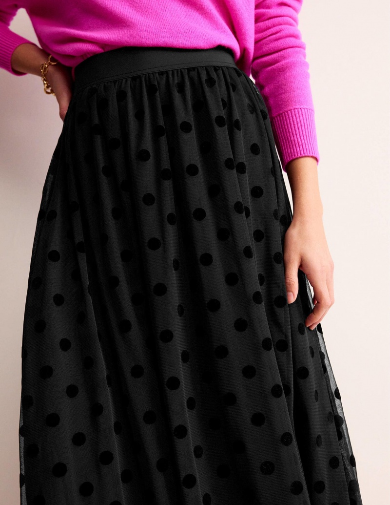 Boden Tulle Full Midi GolfSkirts Damen Schwarz | QNLYJ-3597