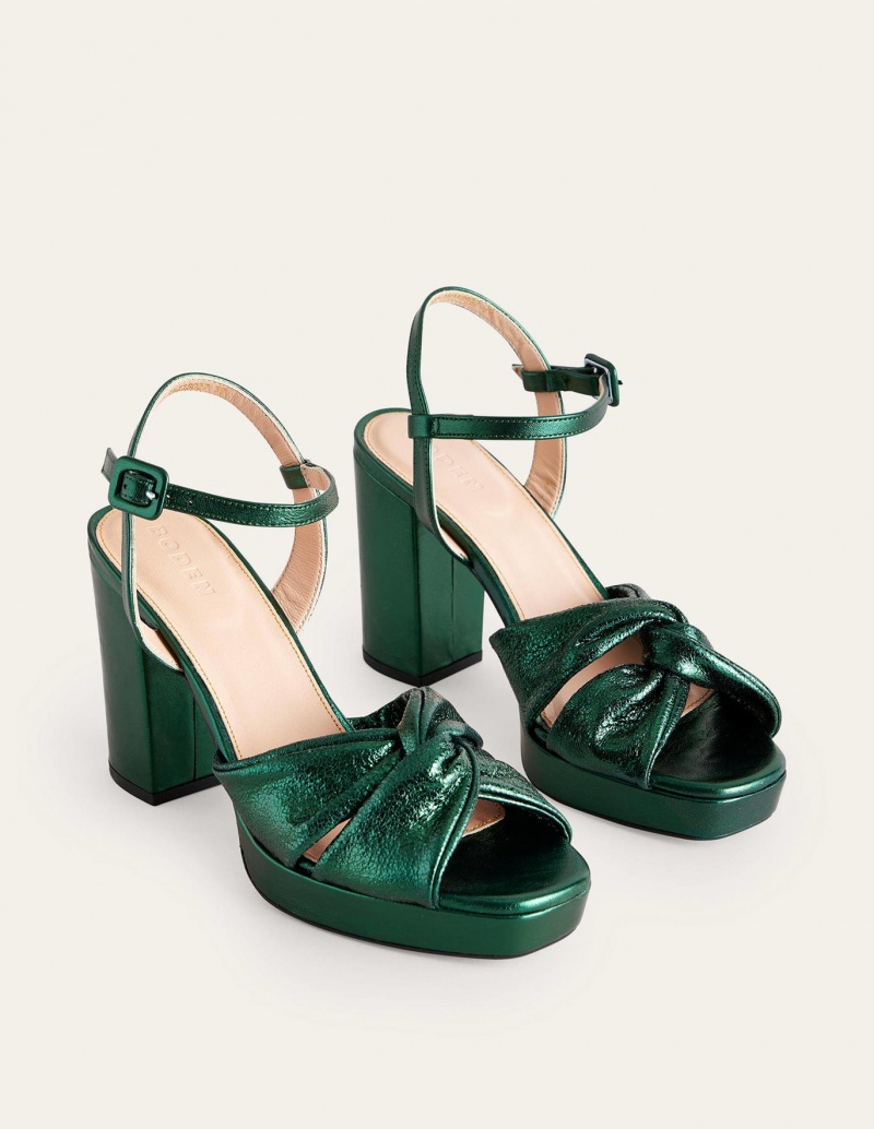 Boden Twist-Front Hohe Schuhe Damen Grün Metal | WXZJF-1396
