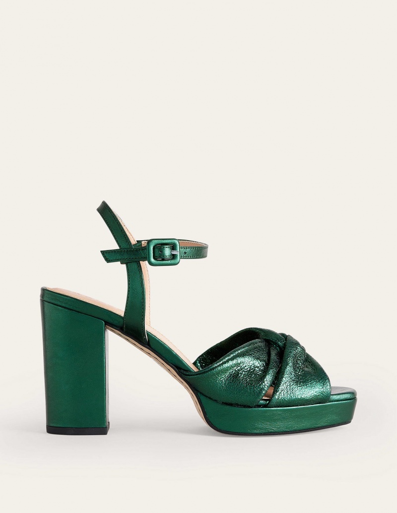 Boden Twist-Front Hohe Schuhe Damen Grün Metal | WXZJF-1396