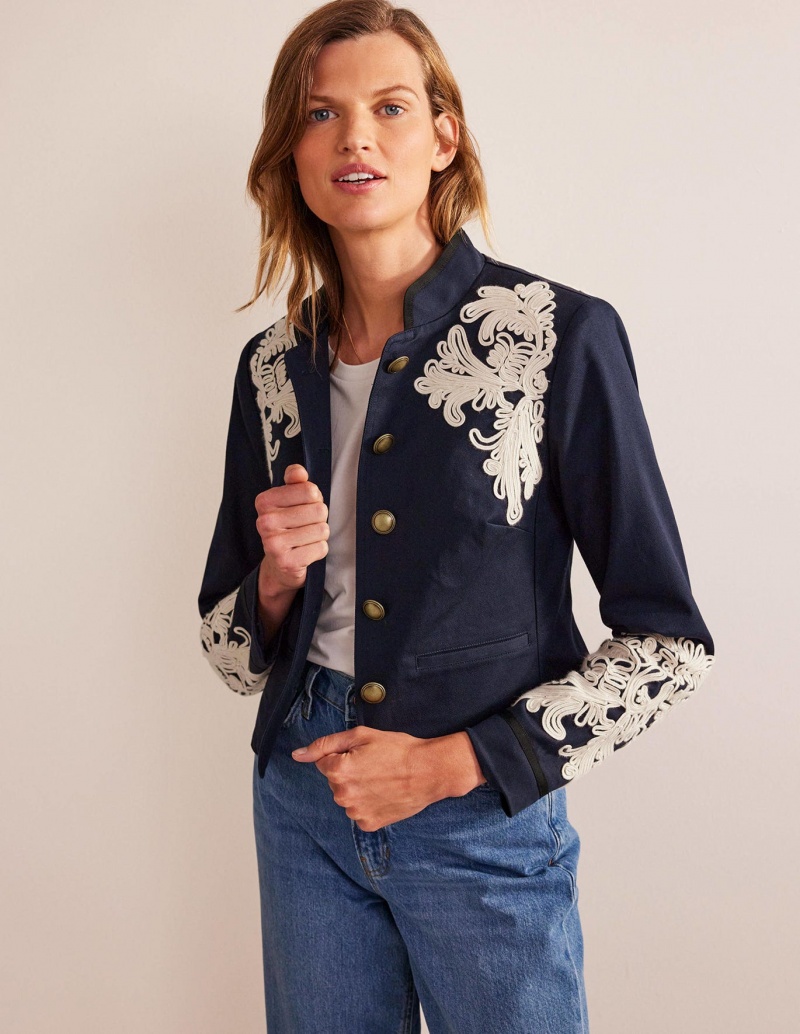 Boden Warwick Embroidered Jacke Damen Navy | FNDMK-7051