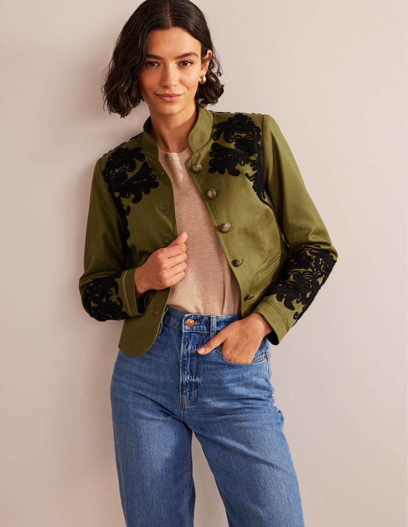 Boden Warwick Embroidered Jacke Damen Olivgrün Grün | SXTWJ-0315