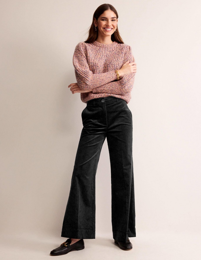 Boden Weite-Leg Corduroy Hose Damen Schwarz | GFCUY-0683