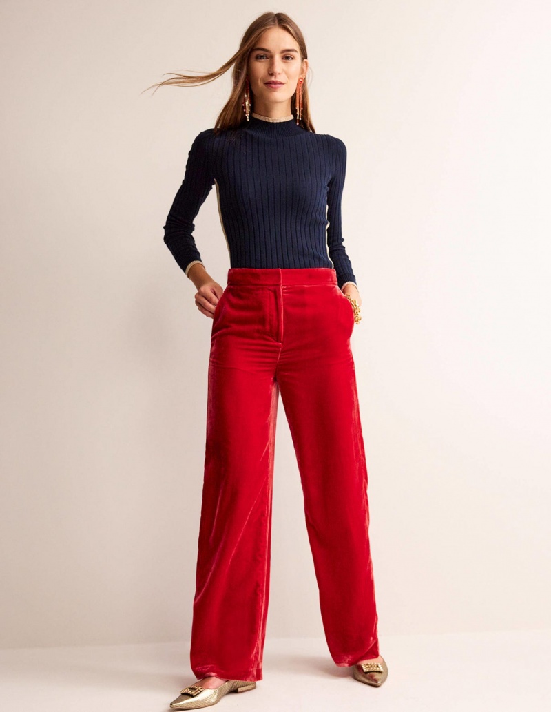 Boden Westbourne Velvet Hose Damen Rot | ORJYB-8394