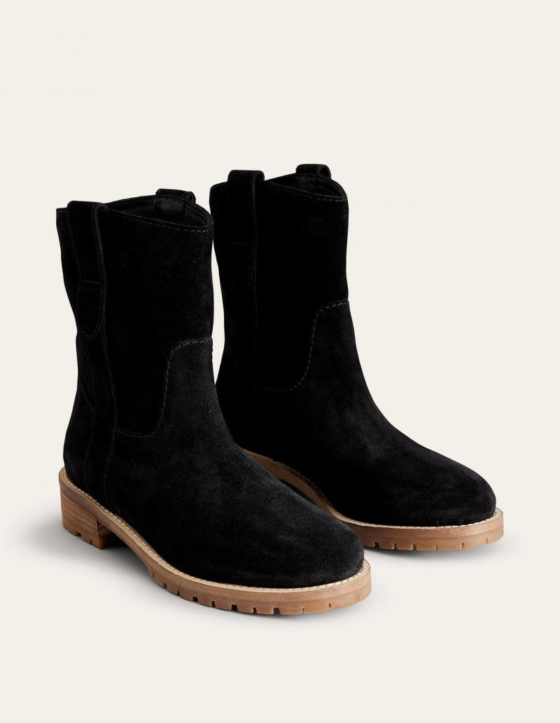 Boden Western Wildleder Stiefeletten Damen Schwarz | MAGHT-2098