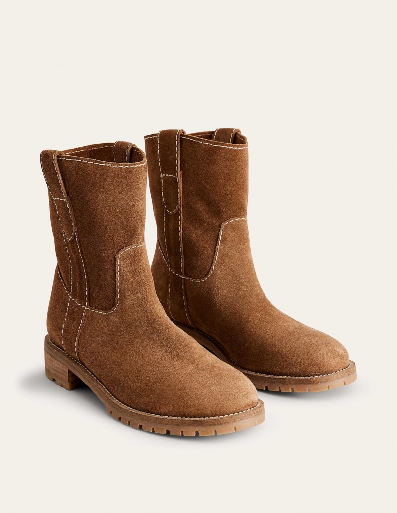 Boden Western Wildleder Stiefeletten Damen Braun | ZONHD-8064