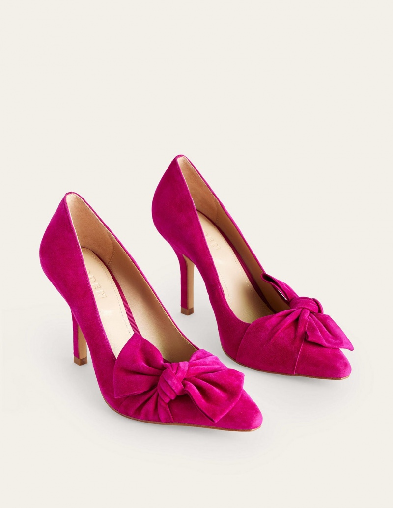 Boden Wildleder-Bow Absatz Court Schuhe Damen Lila | GVLQX-8796