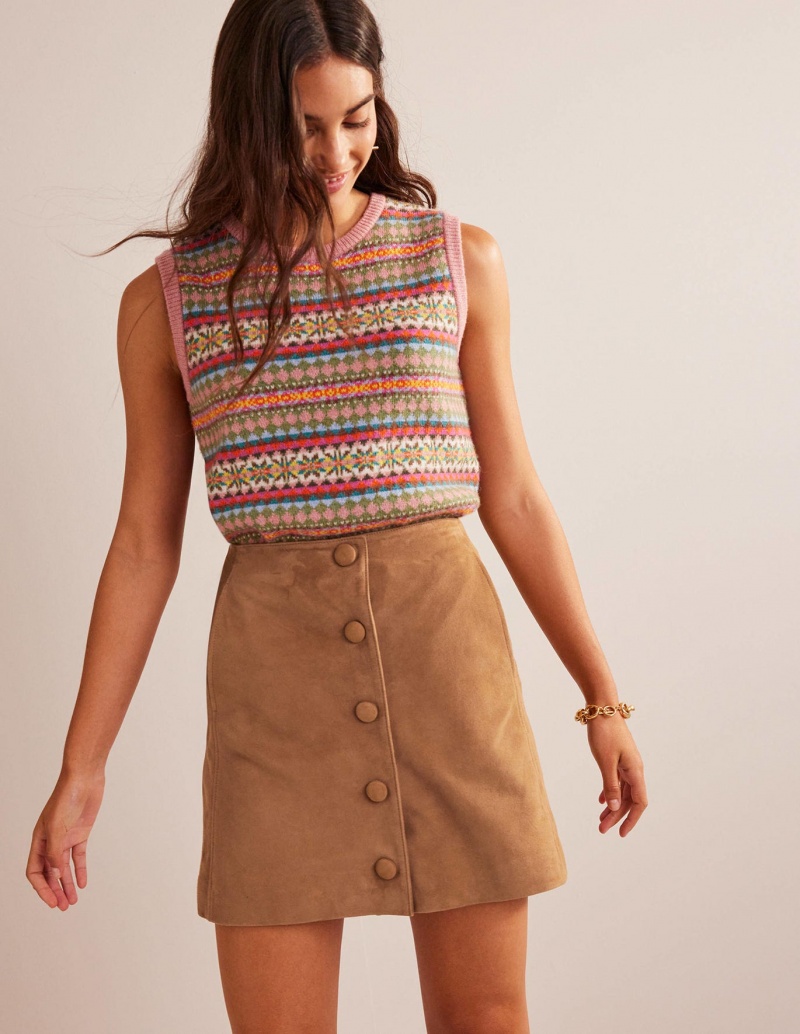 Boden Wildleder A-line Mini GolfSkirts Damen Hellbraun | BOFIE-1043