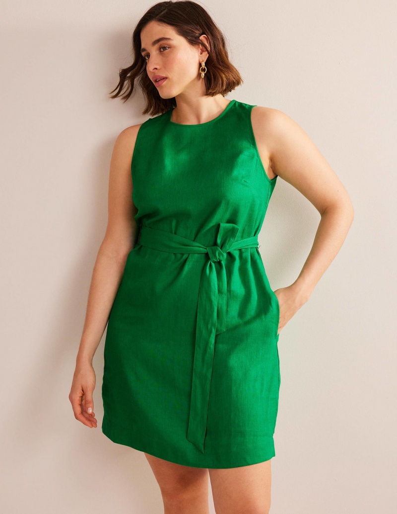 Boden Ärmellose Linen Kleid Damen Türkis | SBUQR-9760